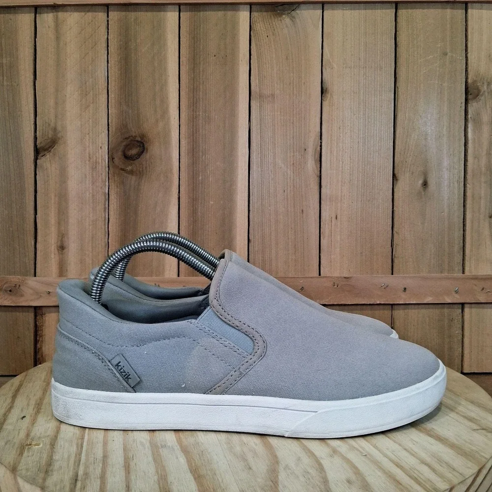 Kizik‎ Venice Shoes Womens 9 Gray Canvas Slip On Comfort Hands Free Sneakers